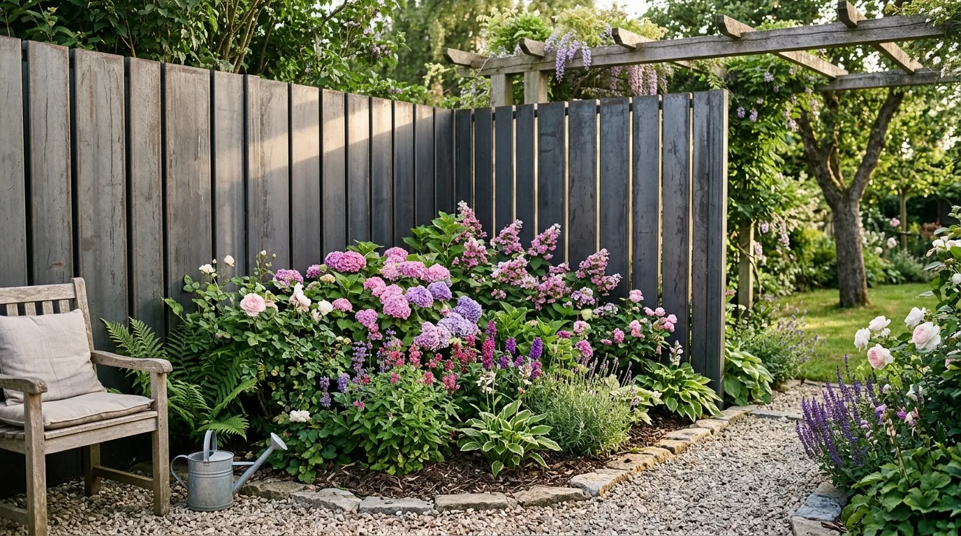 Vertical Metal Panels in a Backyard Corner